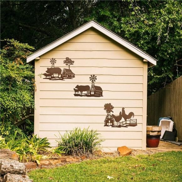 Farm Wall Decor Farmhouse Fence Decor Outdoor Metal Wall Art Cow Farm Animal - Picture 6 of 8